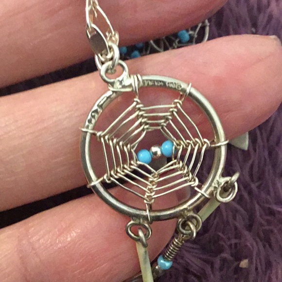 Vintage 925/Sterling Silver & Turquoise & Bone Necklace & Earring Set - Picture 9 of 15